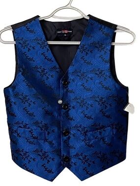 Phat Farm Boys Blue Vest with Black Pattern and Buttons size 10